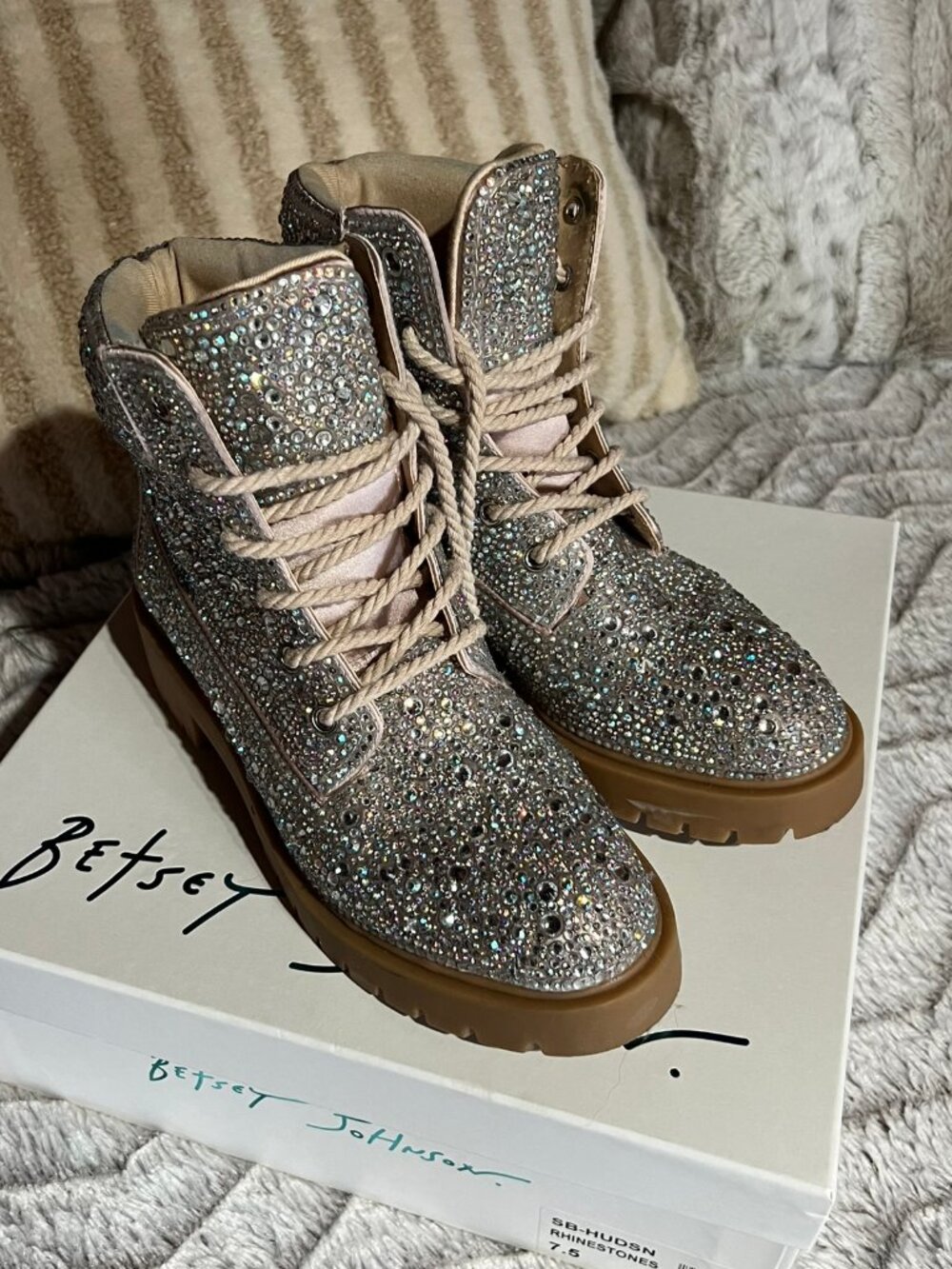 Betsey Johnson SB-Hudson Rhinestone Boots Size 7.5 - Picture 3 of 7